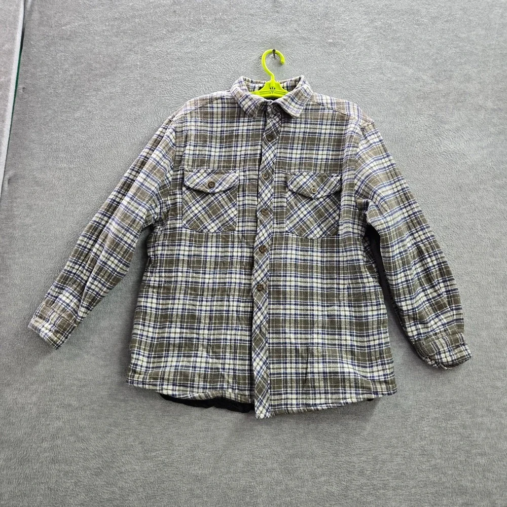 Levi's‎ Men Jacket Medium Brown Plaid Quilted Lined Shacket Pockets